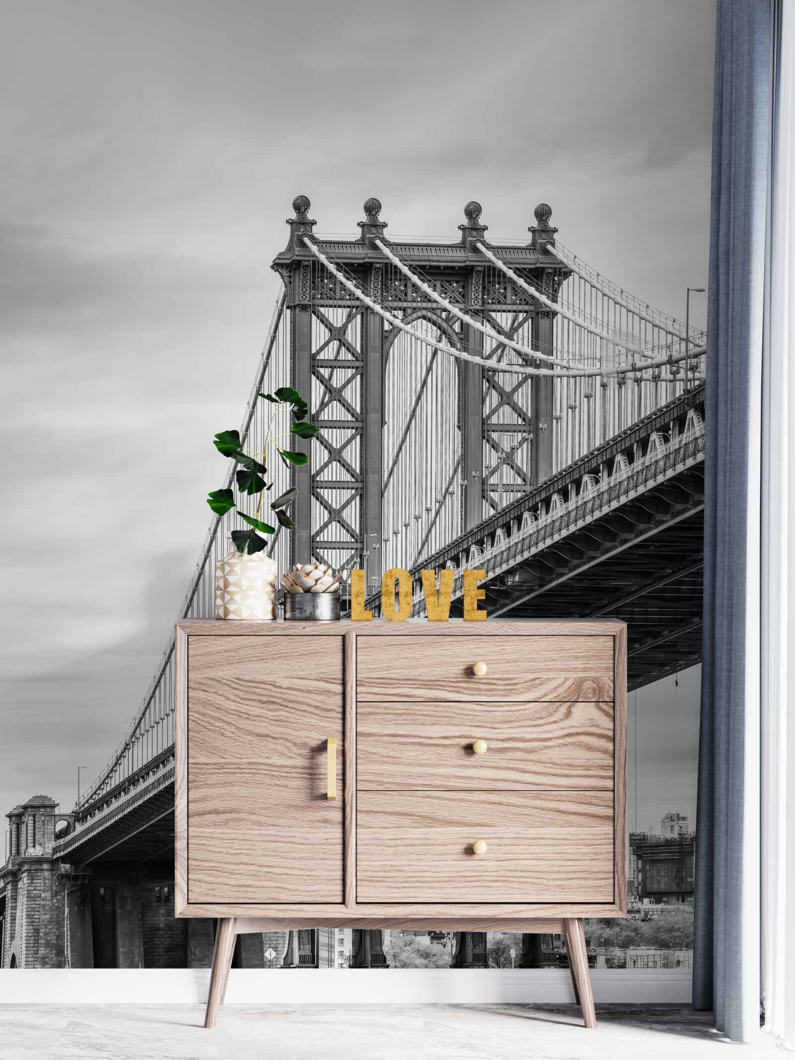 Fototapet pod distrus care duce la zona populată