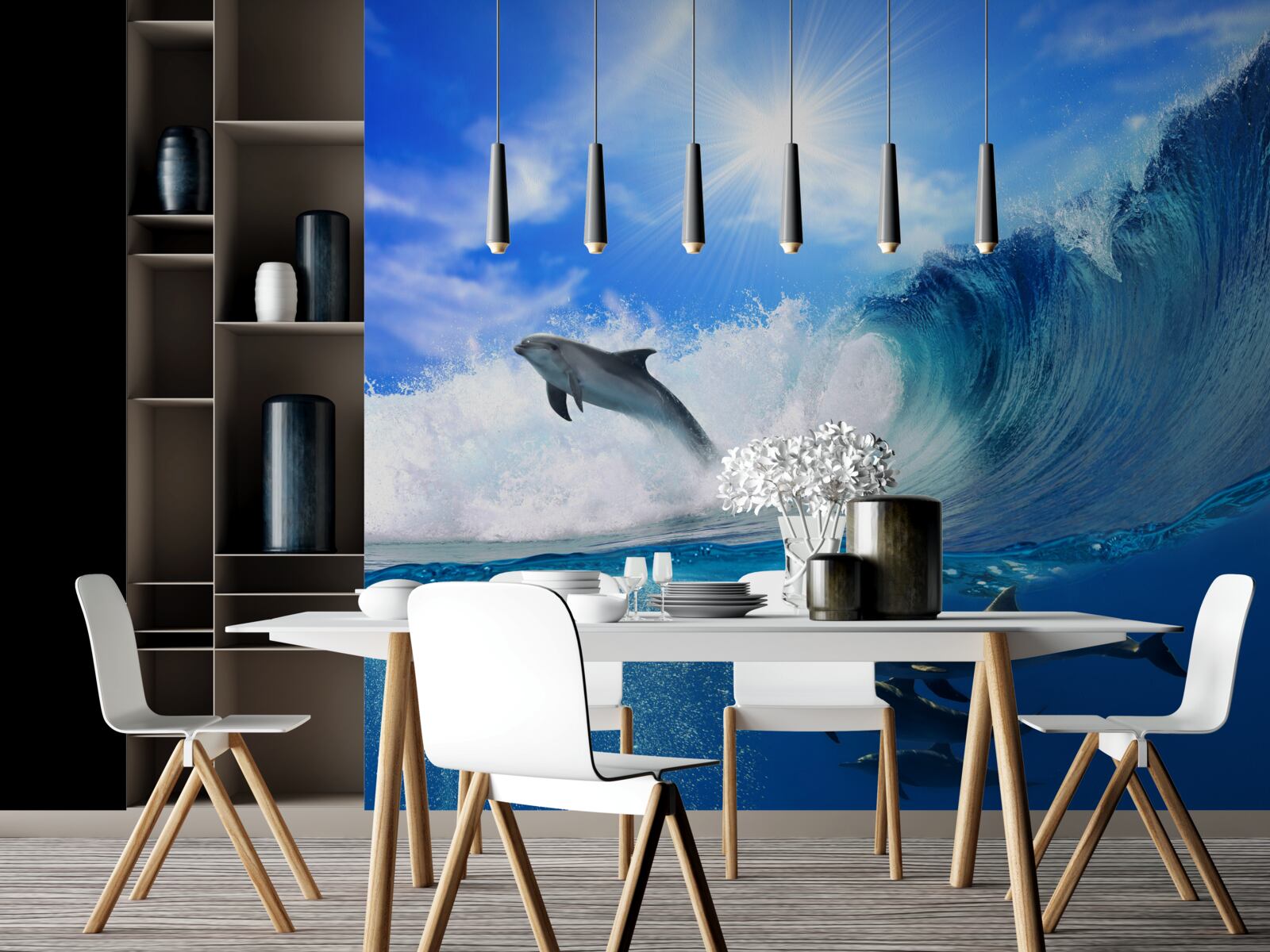 Fototapet apele oceanice locuite de delfini