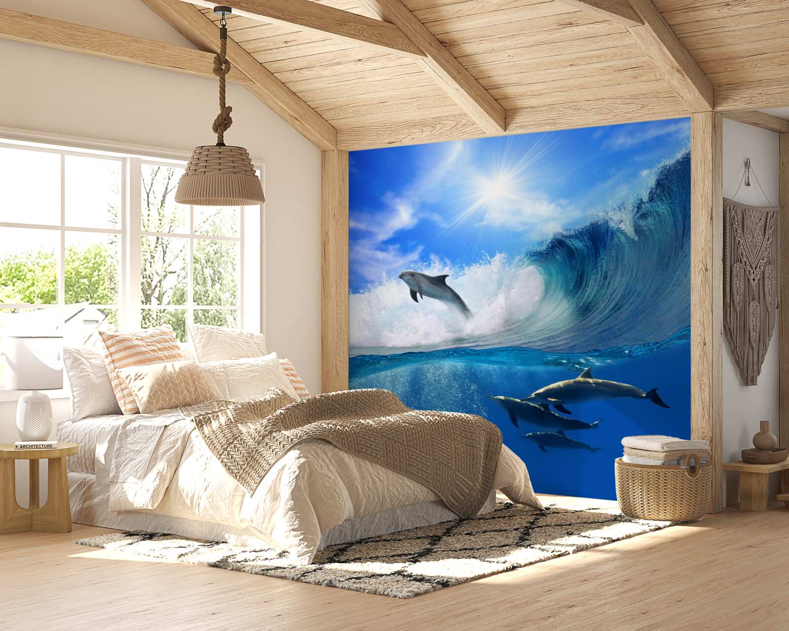 Fototapet apele oceanice locuite de delfini