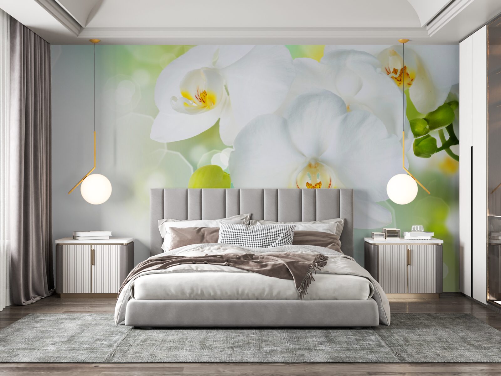 Fototapet orhideea albă plutește deasupra apei