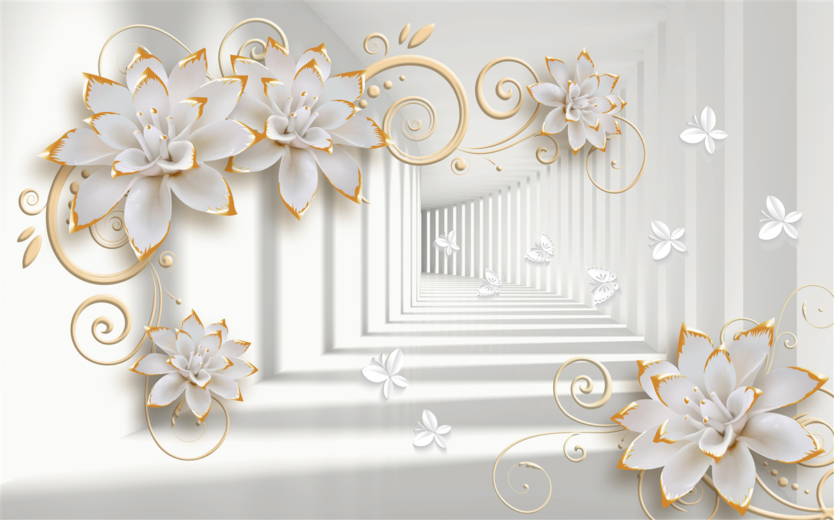 Fototapet lotusul alb radiază tandrețe în coridor