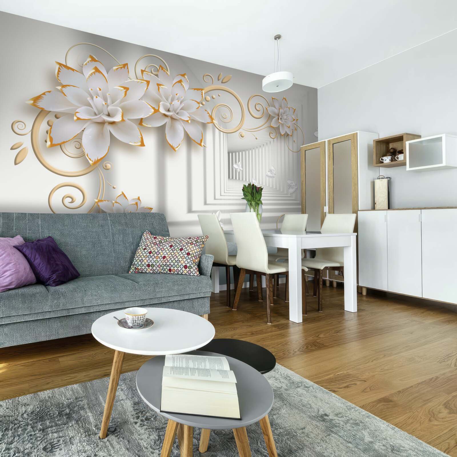 Fototapet lotusul alb radiază tandrețe în coridor