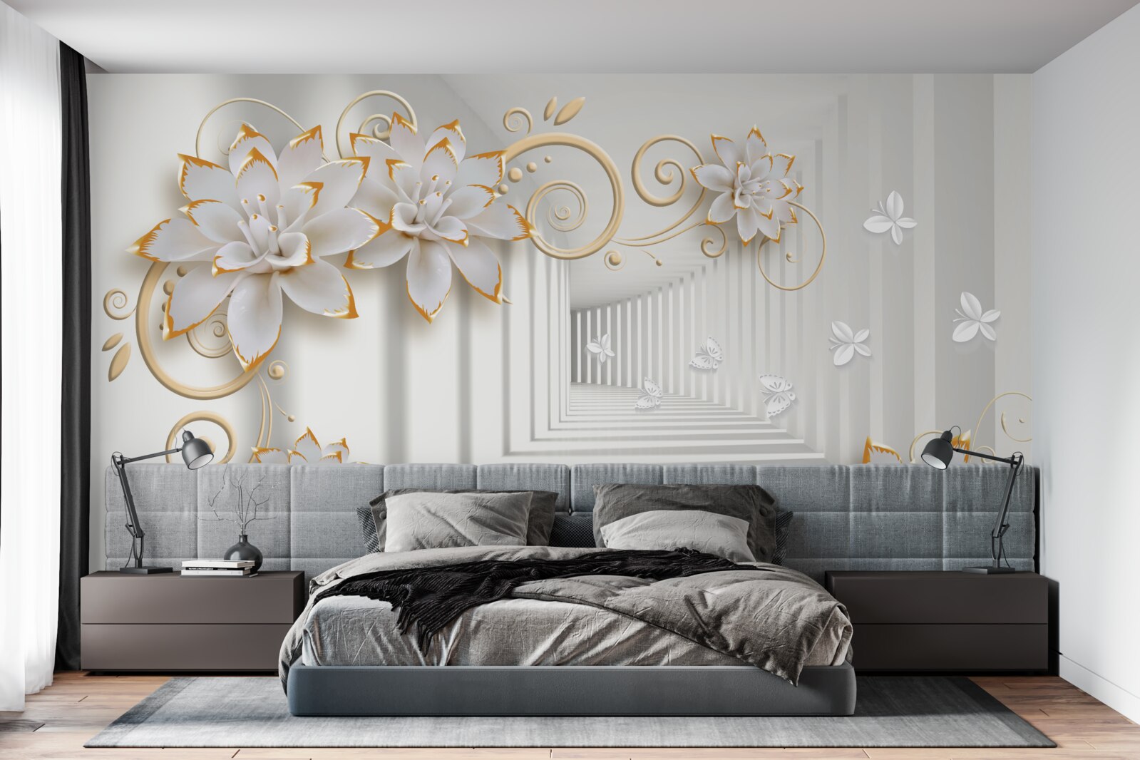 Fototapet lotusul alb radiază tandrețe în coridor