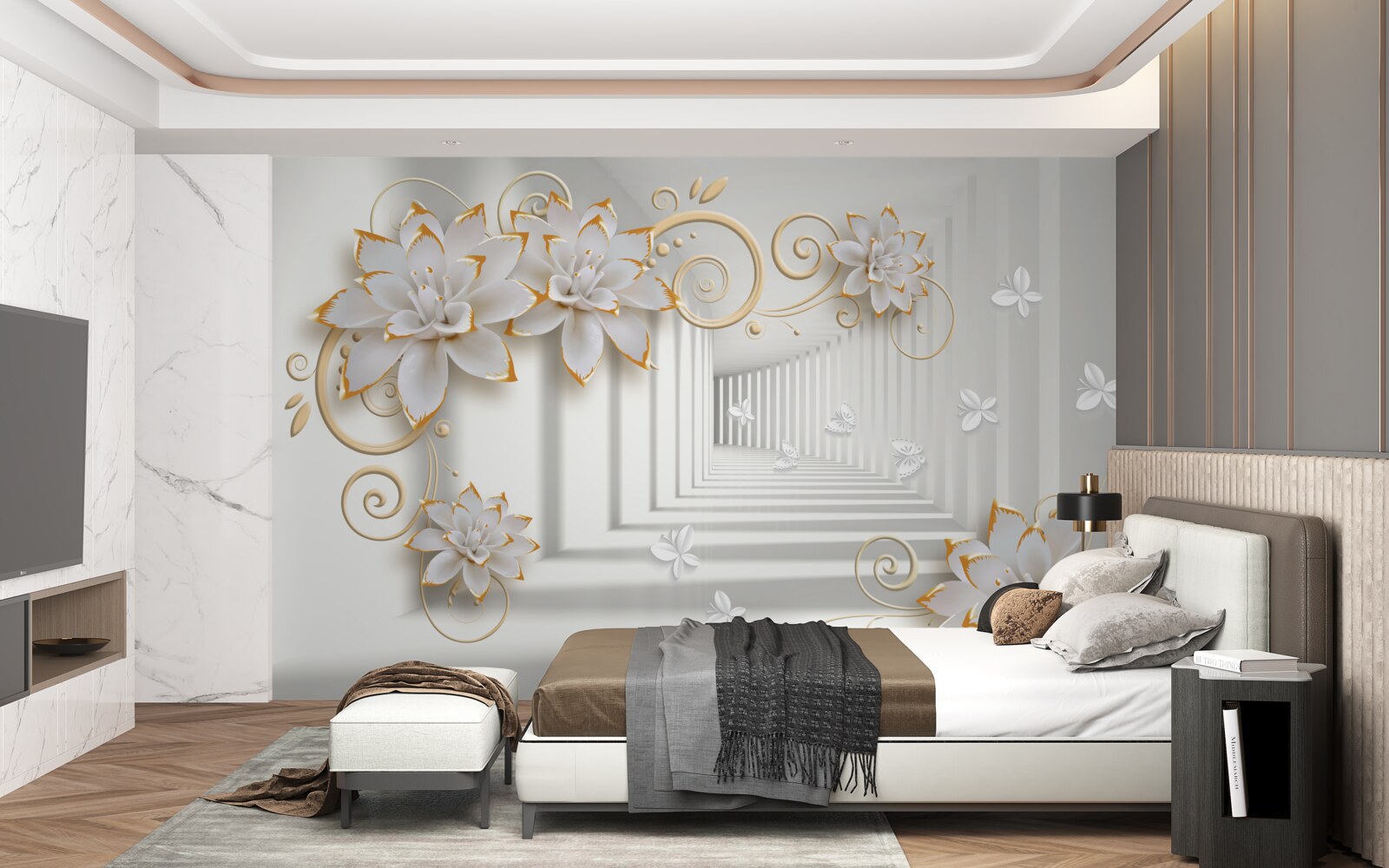 Fototapet lotusul alb radiază tandrețe în coridor