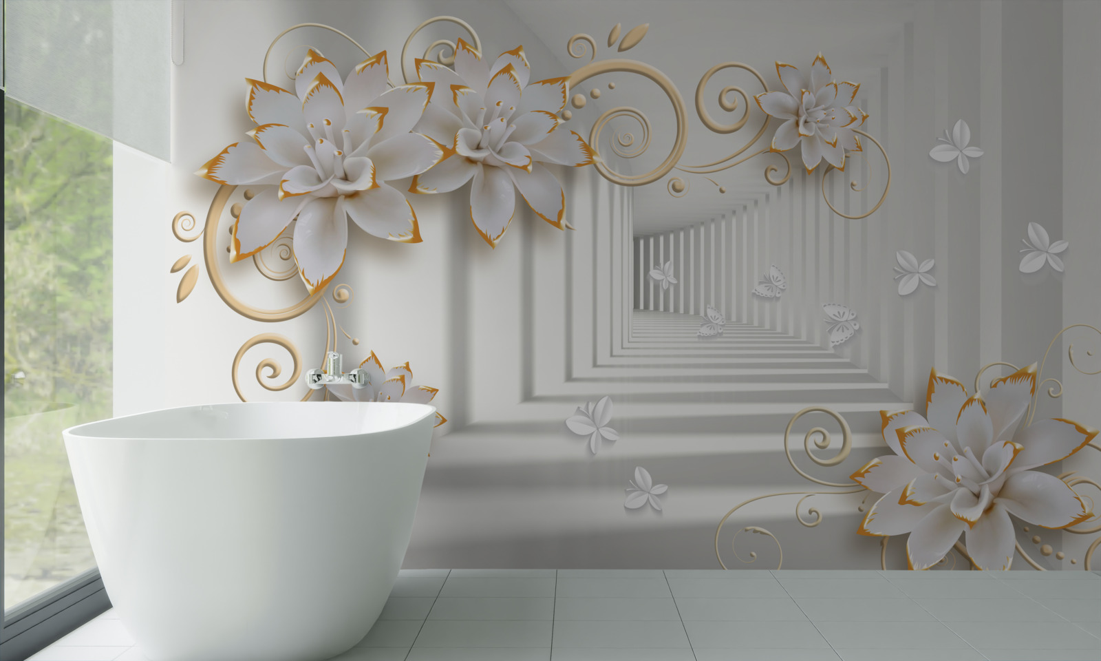 Fototapet lotusul alb radiază tandrețe în coridor