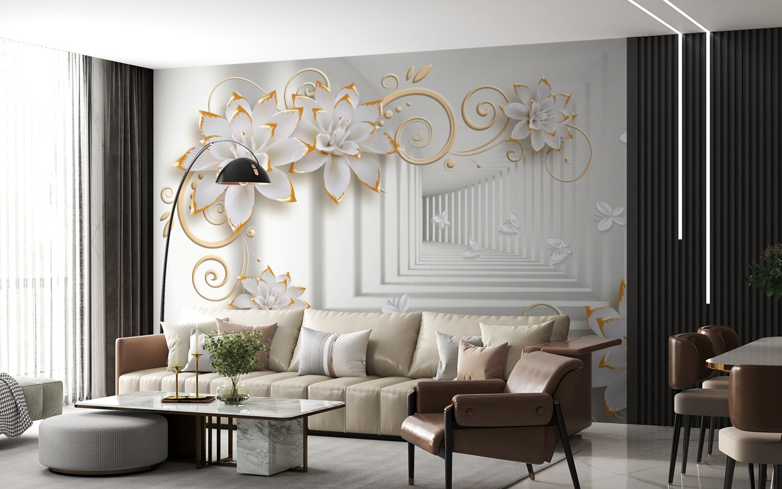 Fototapet lotusul alb radiază tandrețe în coridor