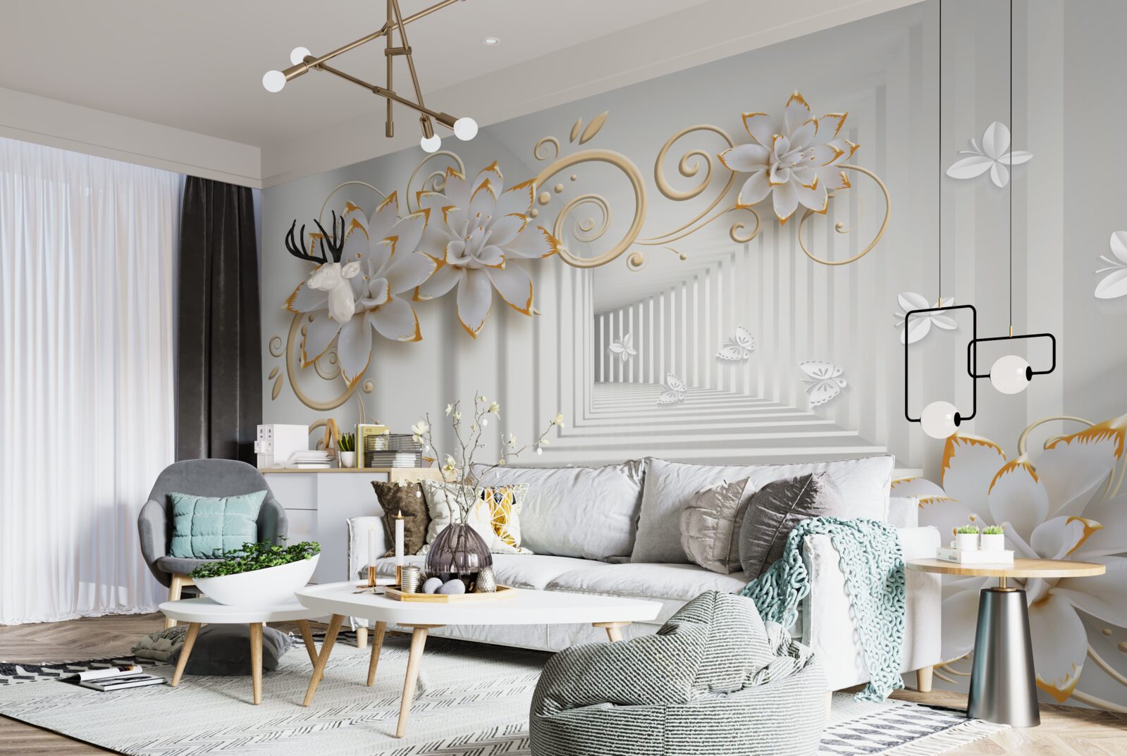 Fototapet lotusul alb radiază tandrețe în coridor