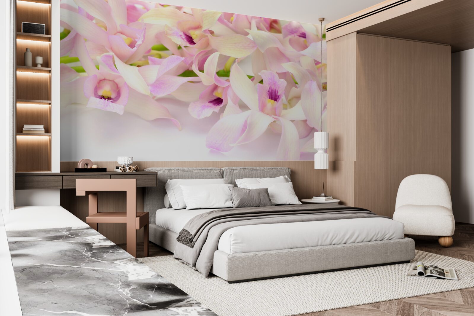 Fototapet muguri de flori roz delicat