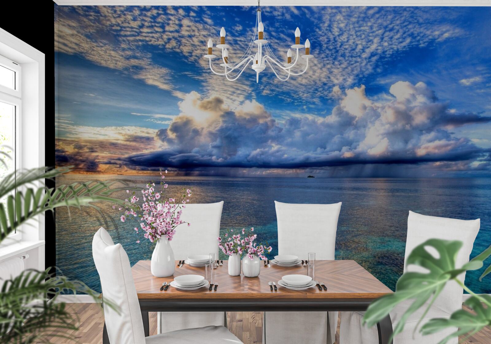 Fototapet norii plutesc ușor pe suprafața albastră a apei