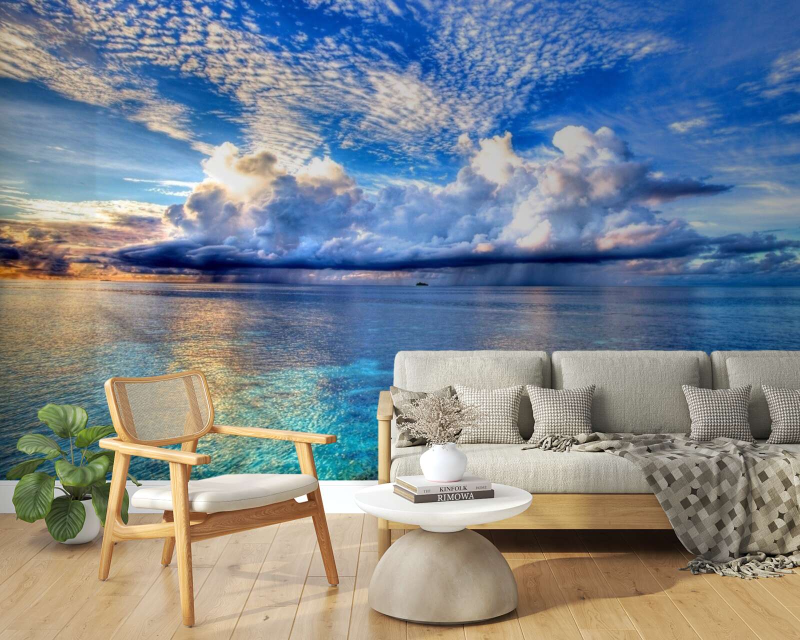 Fototapet norii plutesc ușor pe suprafața albastră a apei