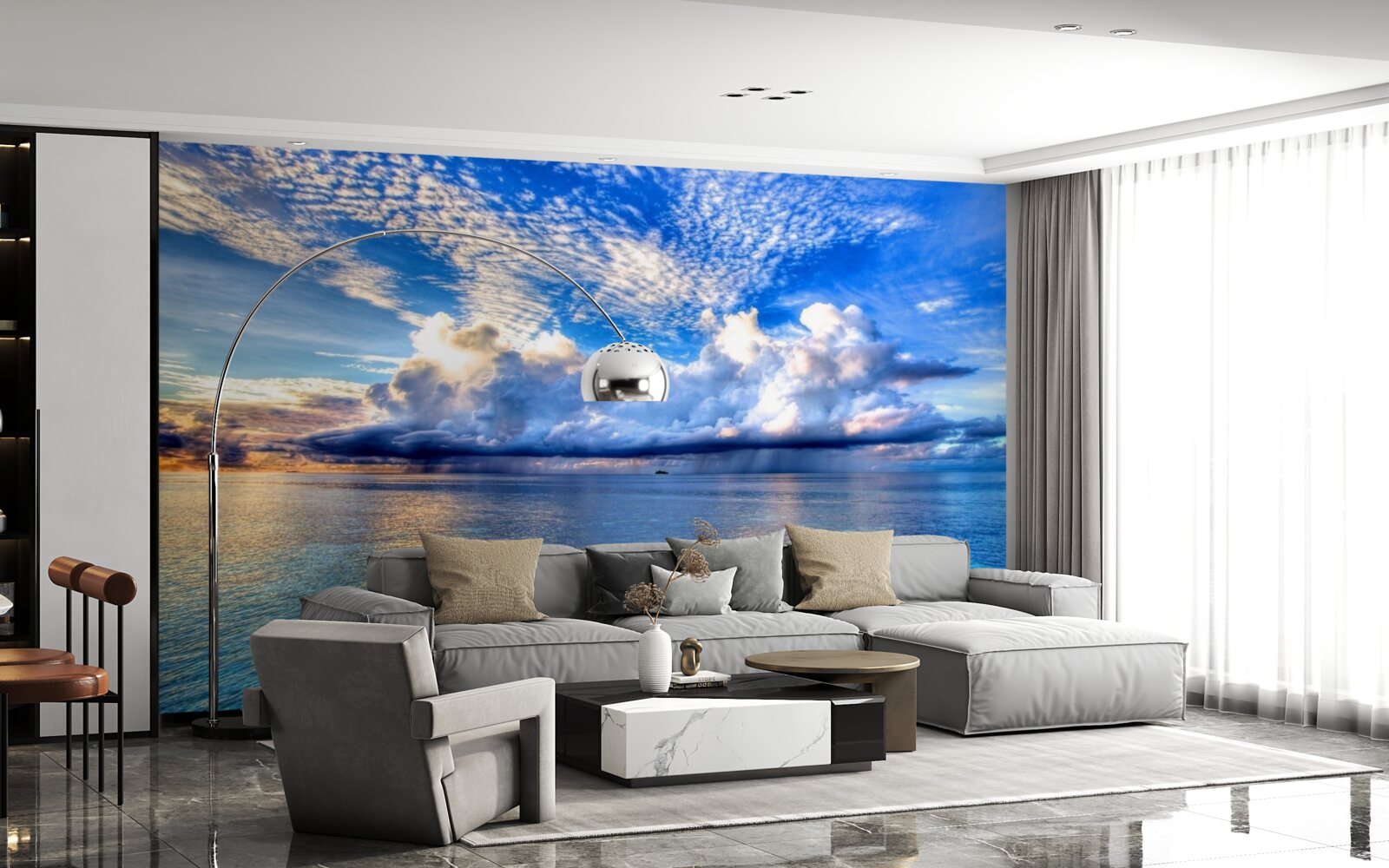 Fototapet norii plutesc ușor pe suprafața albastră a apei