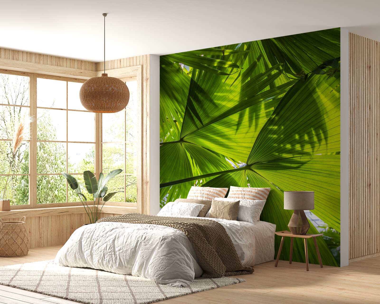 Fototapet soarele este întunecat de frunzele de ferigă