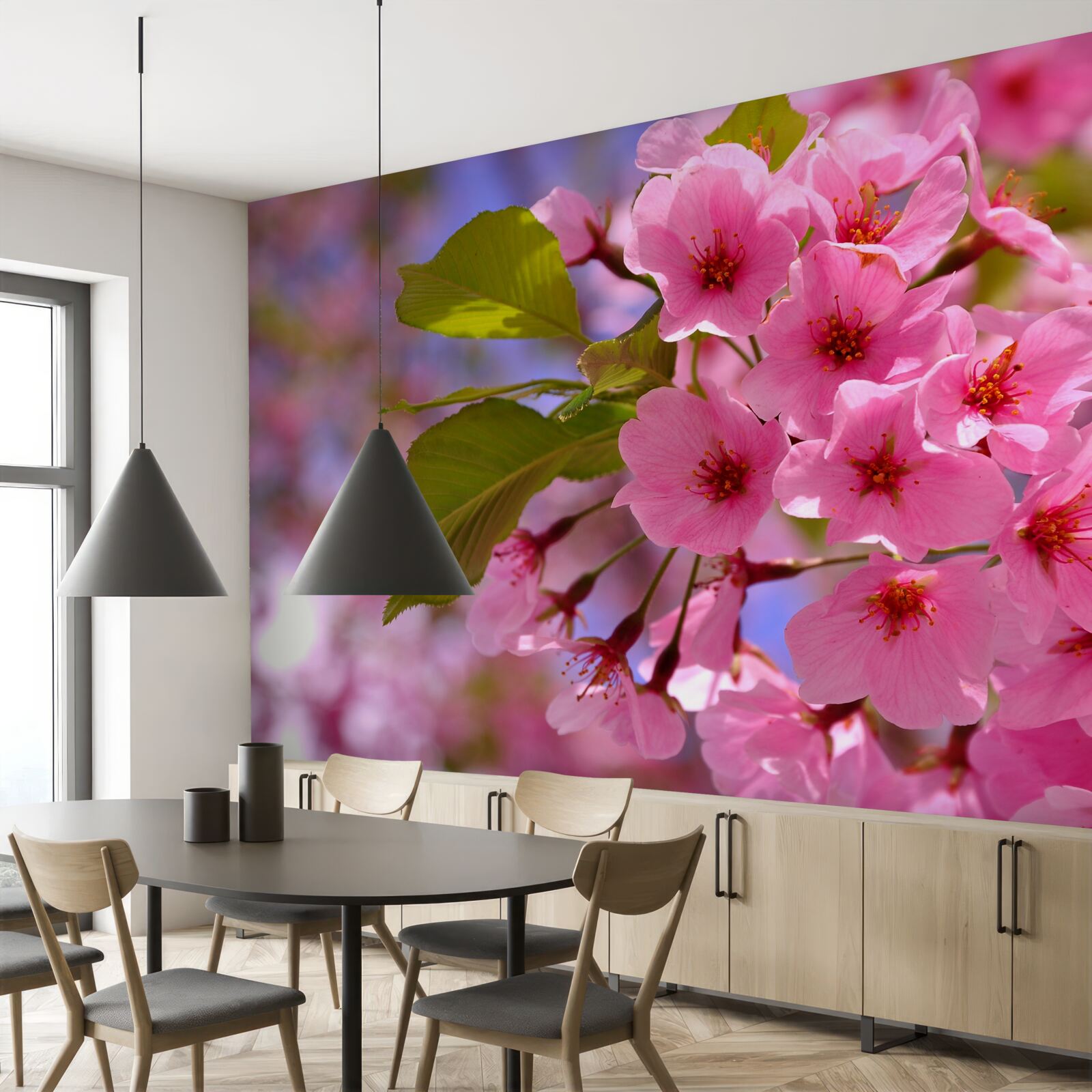 Fototapet mugurii mari de sakura înfloresc primăvara