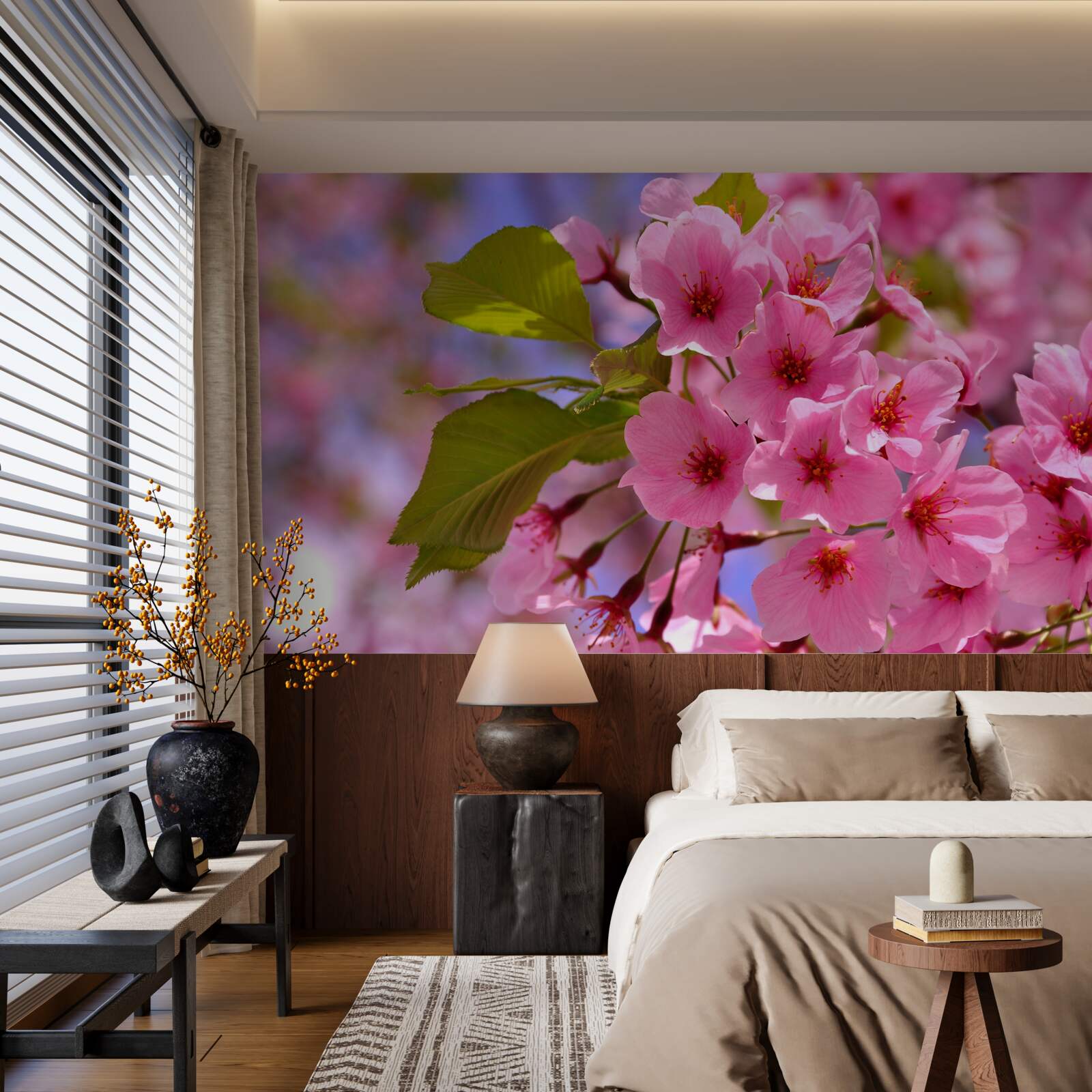 Fototapet mugurii mari de sakura înfloresc primăvara