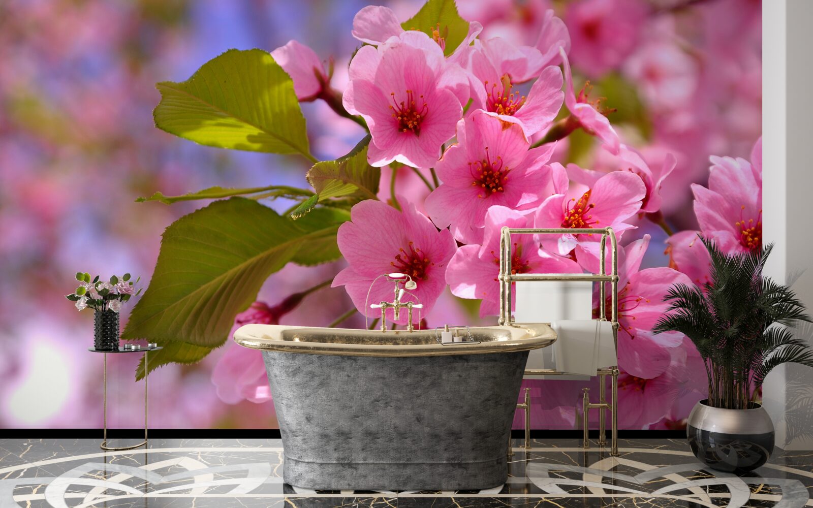 Fototapet mugurii mari de sakura înfloresc primăvara