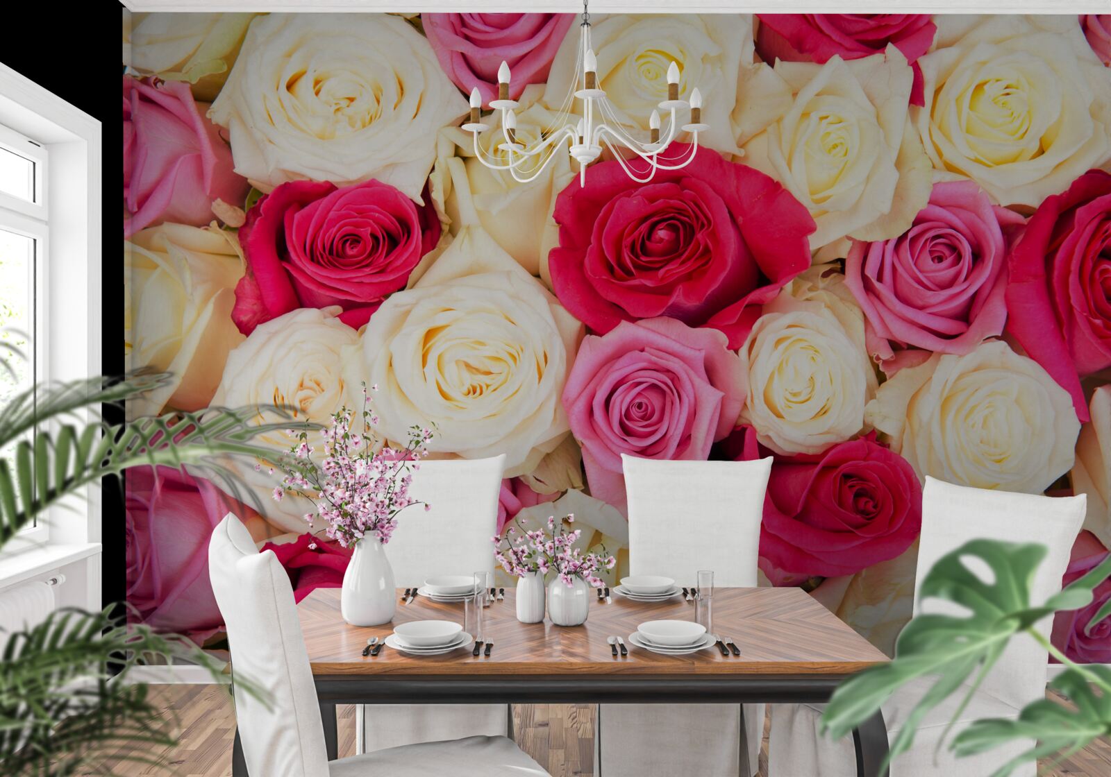 Fototapet buchet de trandafiri delicați în diferite nuanțe