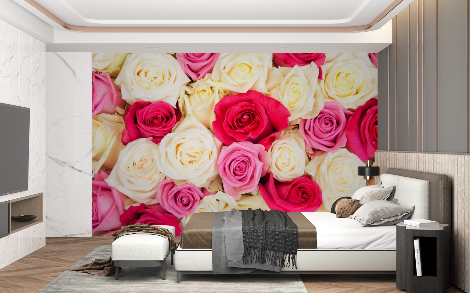 Fototapet buchet de trandafiri delicați în diferite nuanțe