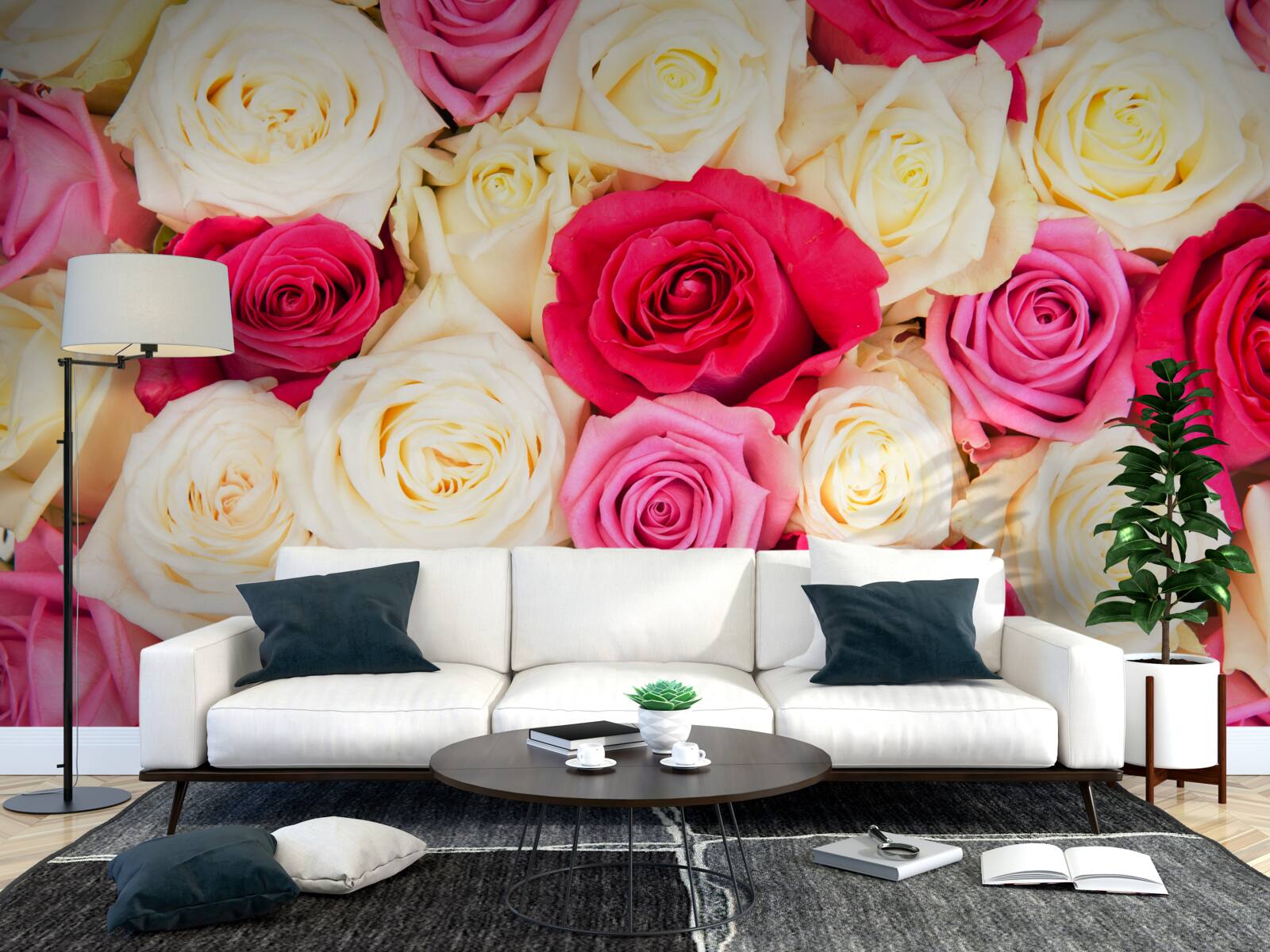 Fototapet buchet de trandafiri delicați în diferite nuanțe