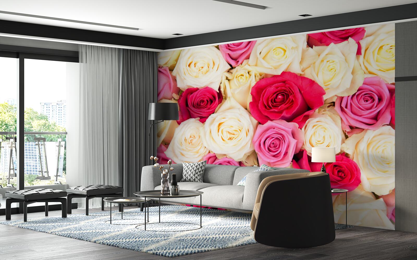 Fototapet buchet de trandafiri delicați în diferite nuanțe