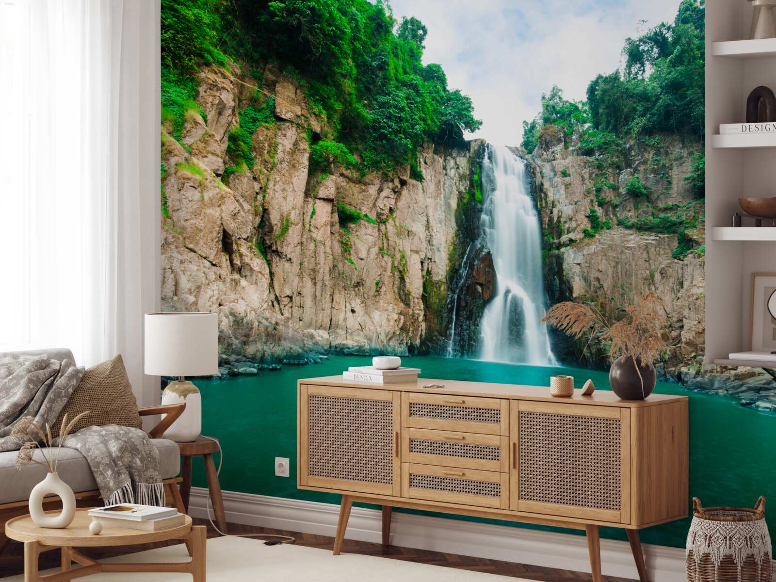 Fototapet cascadă înaltă cade în munți