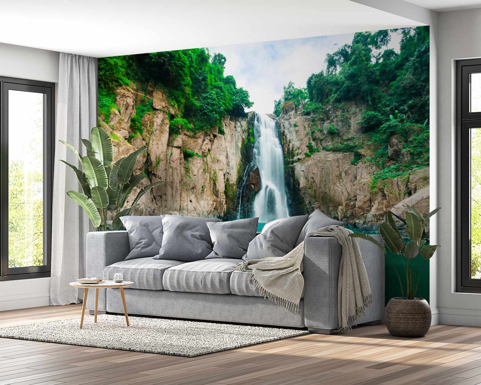 Fototapet cascadă înaltă cade în munți