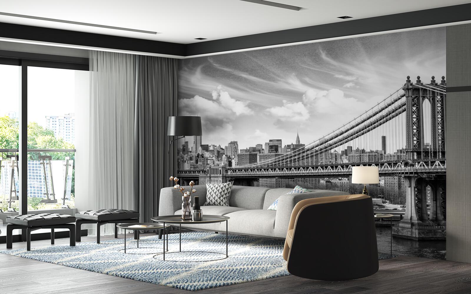 Fototapet pod municipal distrus peste râu