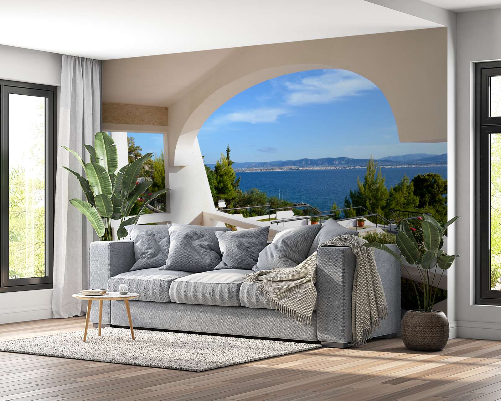 Fototapet terasă confortabilă cu vedere la ocean