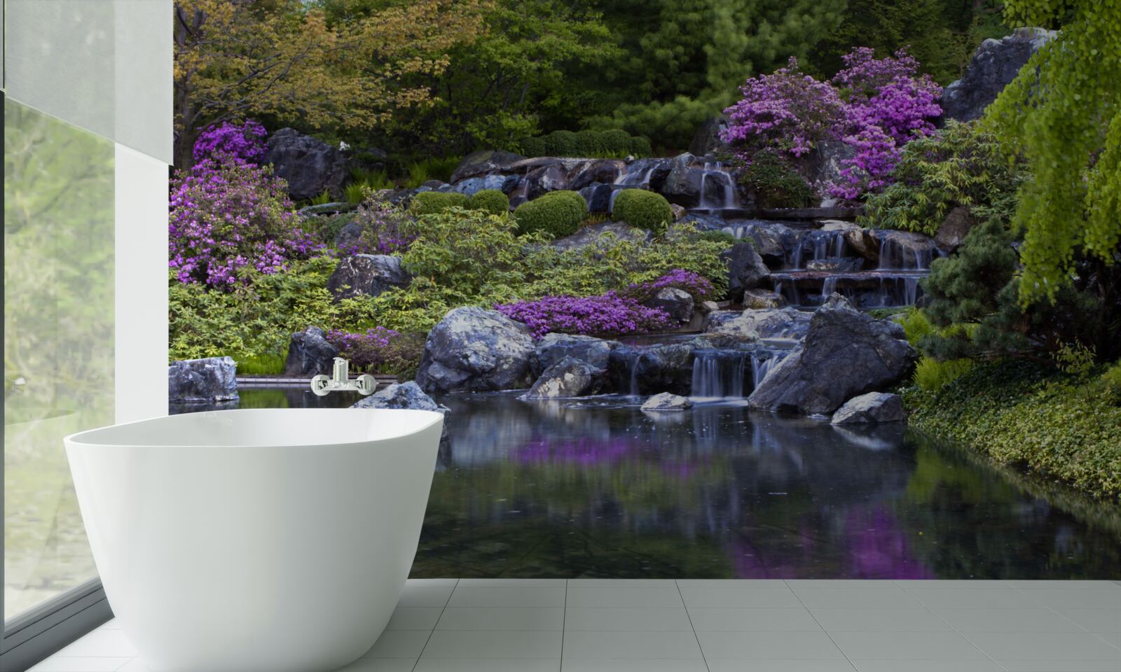 Fototapet curgerea calmă a unei cascade în trepte