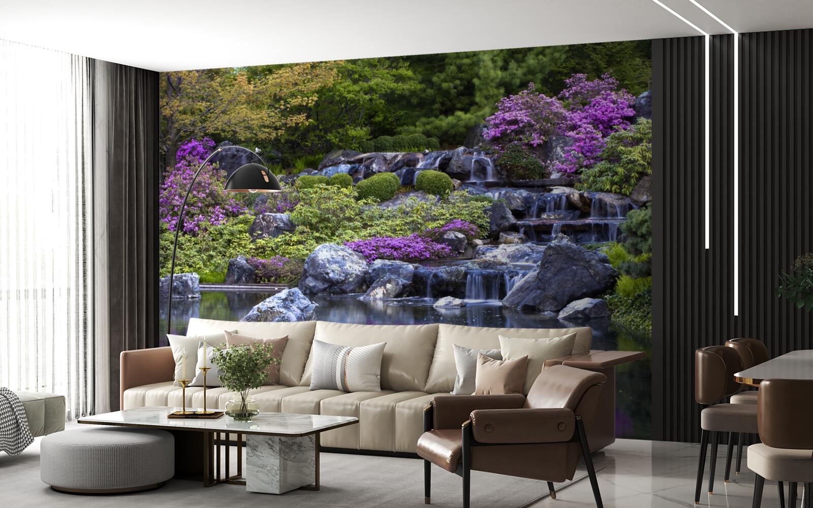 Fototapet curgerea calmă a unei cascade în trepte