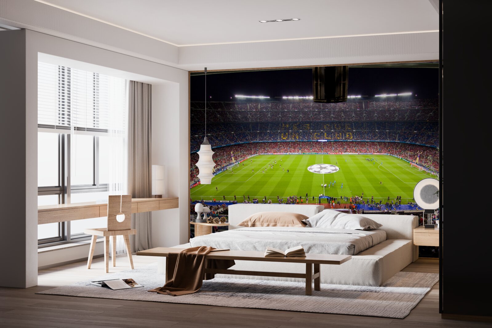 Fototapet teren de fotbal cu spectatori