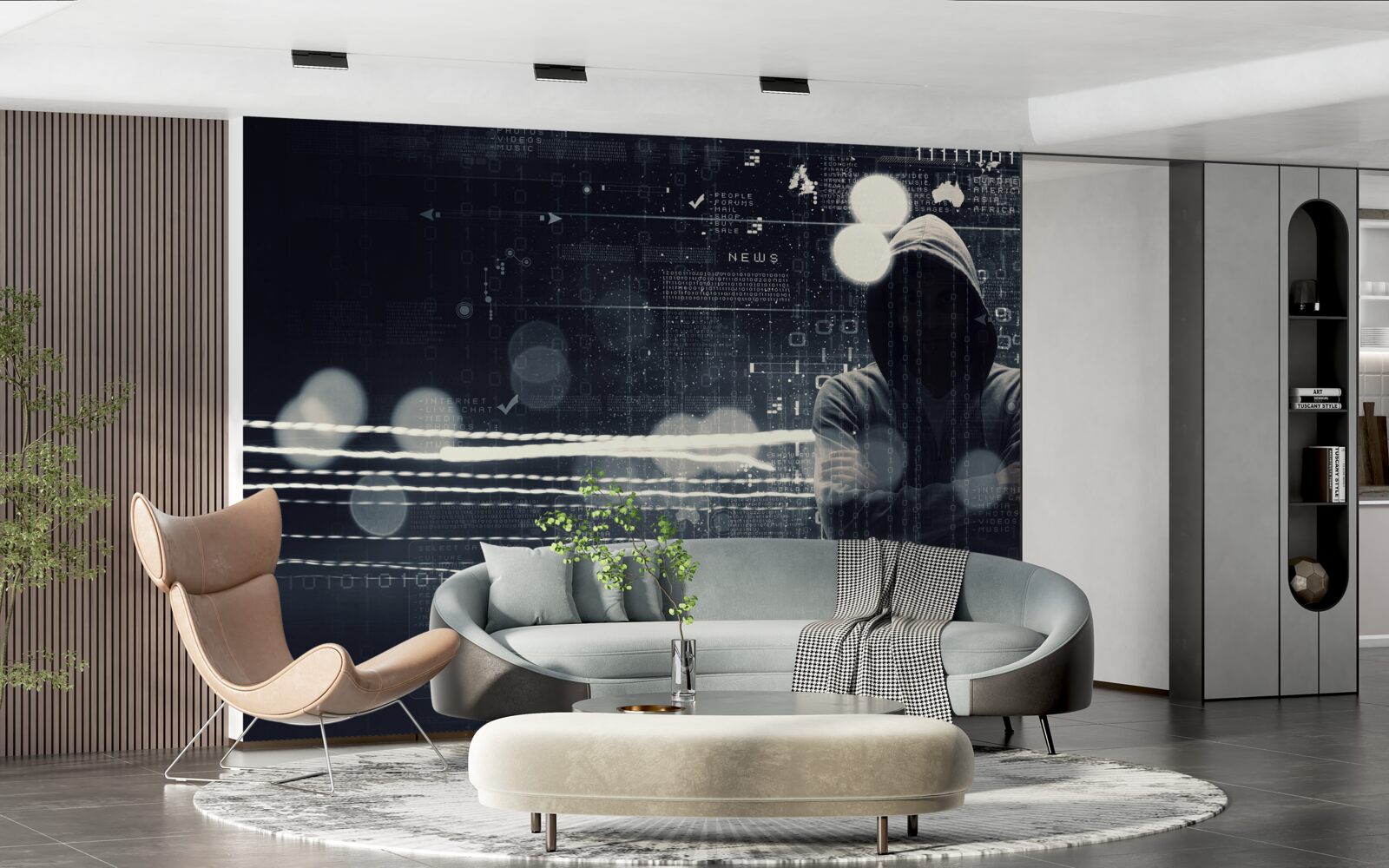 Fototapet figură cu glugă pe un fundal încețoșat