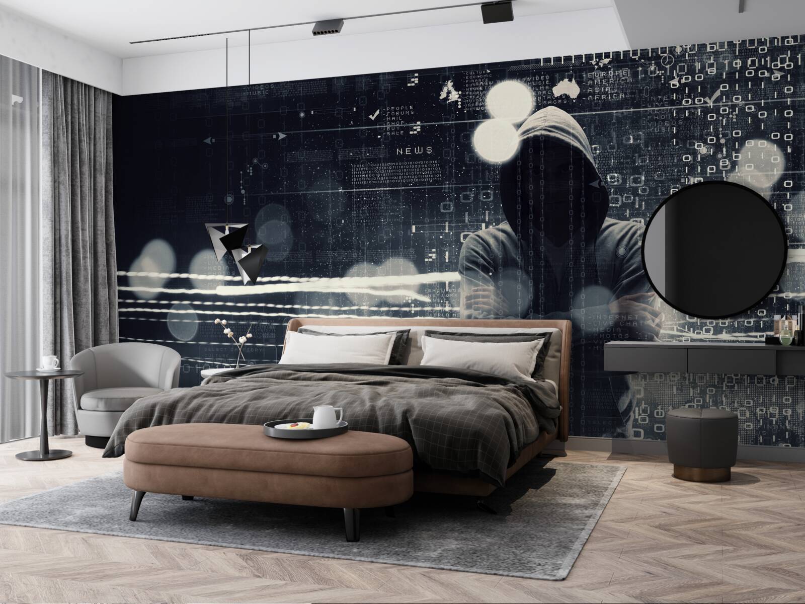 Fototapet figură cu glugă pe un fundal încețoșat