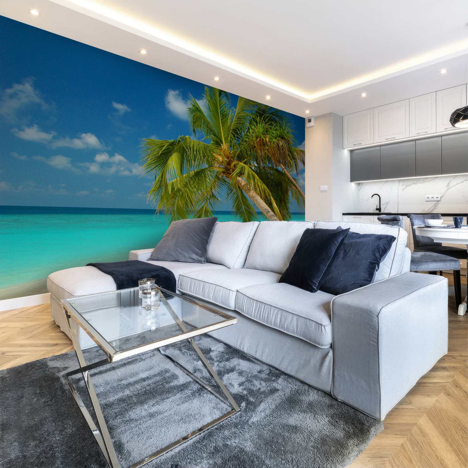 Fototapet palmier pe o plajă aproape de malul oceanului