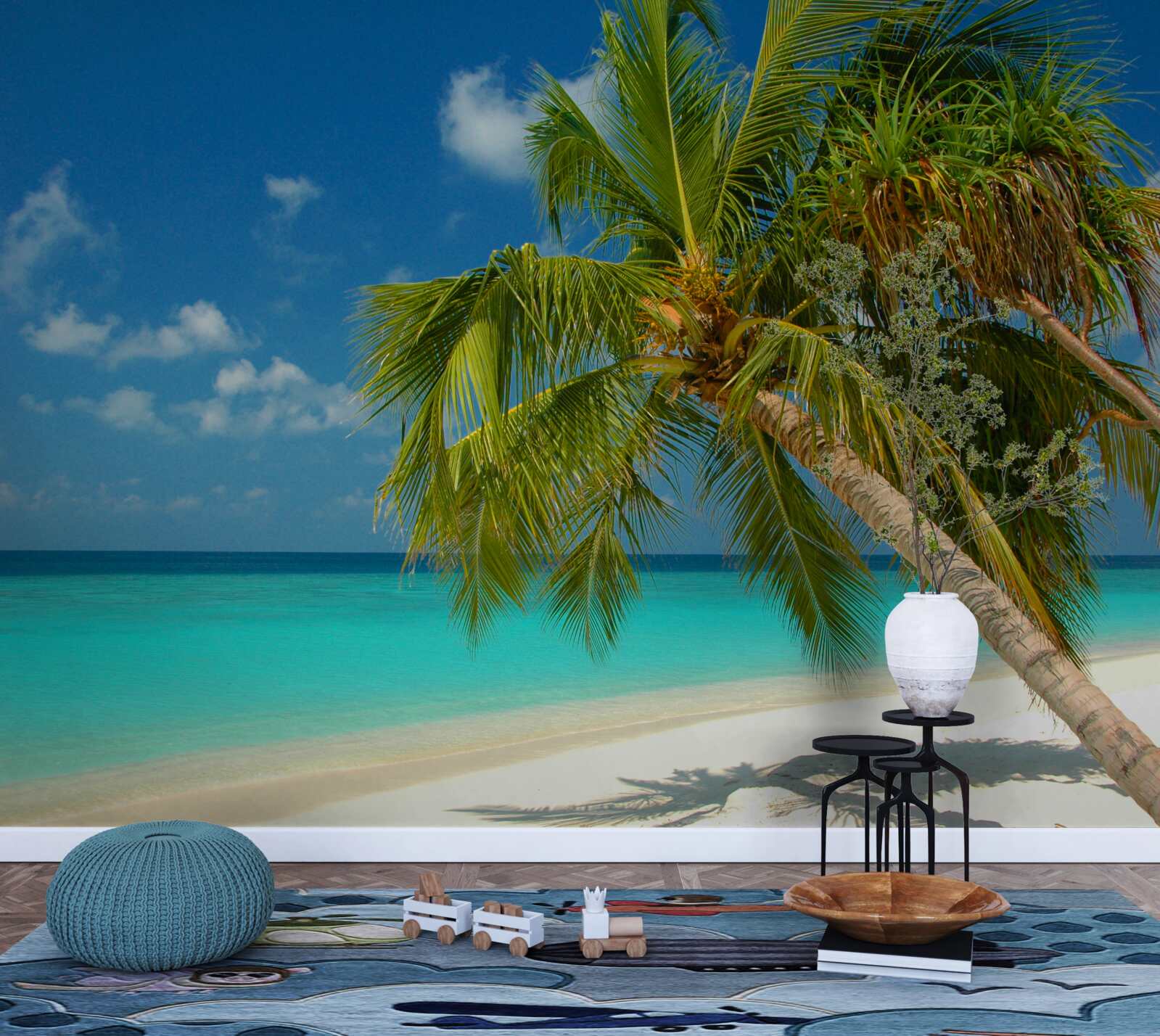 Fototapet palmier pe o plajă aproape de malul oceanului