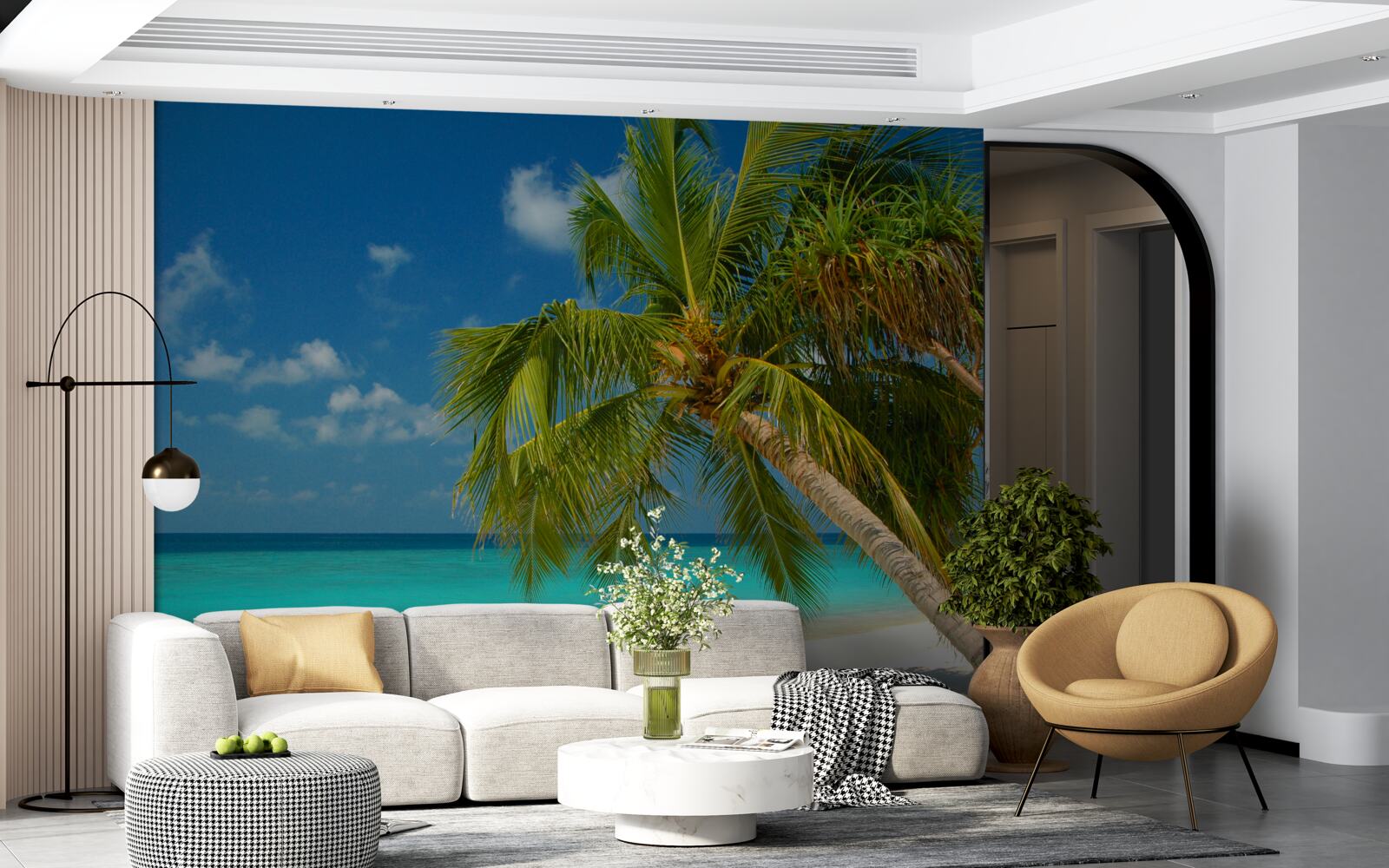 Fototapet palmier pe o plajă aproape de malul oceanului