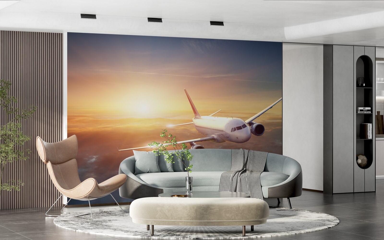 Fototapet avionul dispare în apus