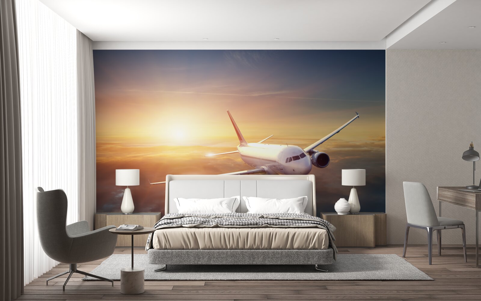 Fototapet avionul dispare în apus