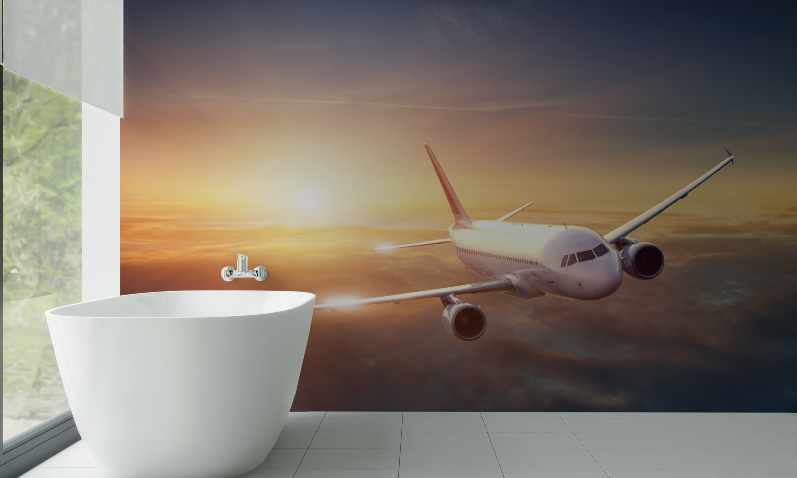 Fototapet avionul dispare în apus