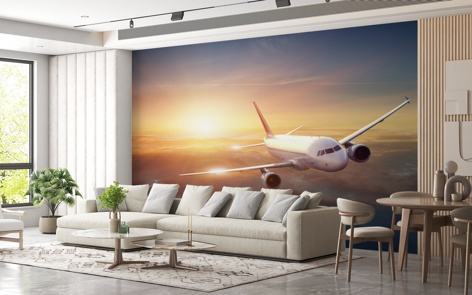 Fototapet avionul dispare în apus