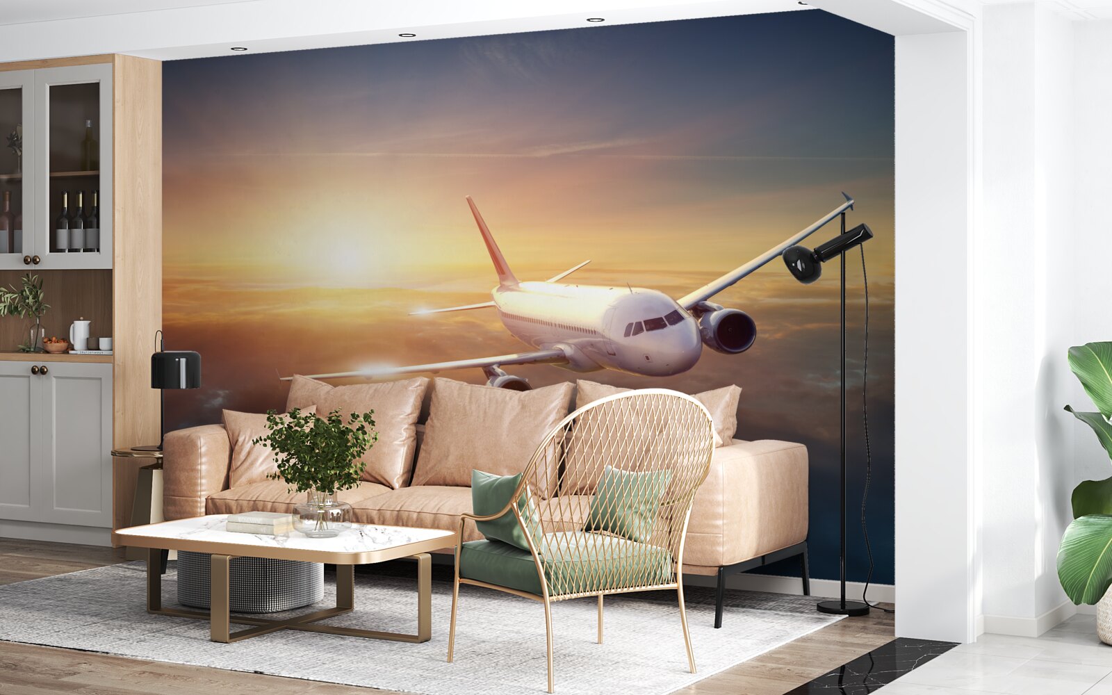 Fototapet avionul dispare în apus