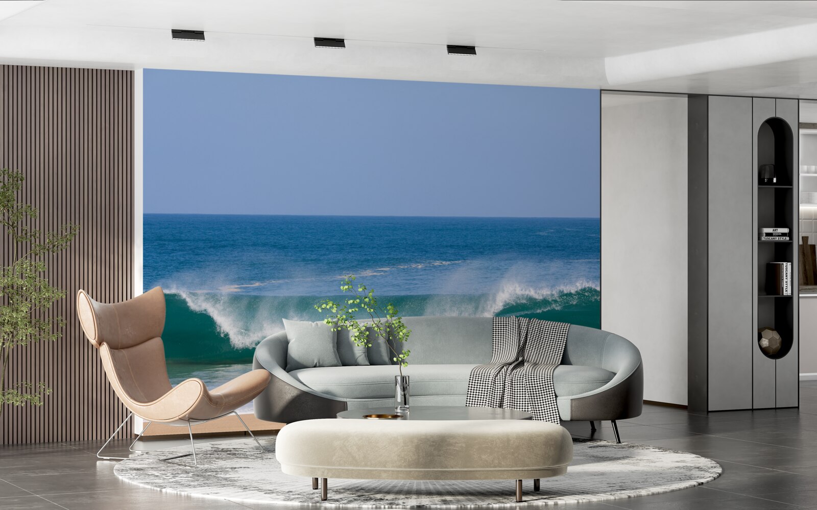 Fototapet valuri oceanice mari în largul coastei