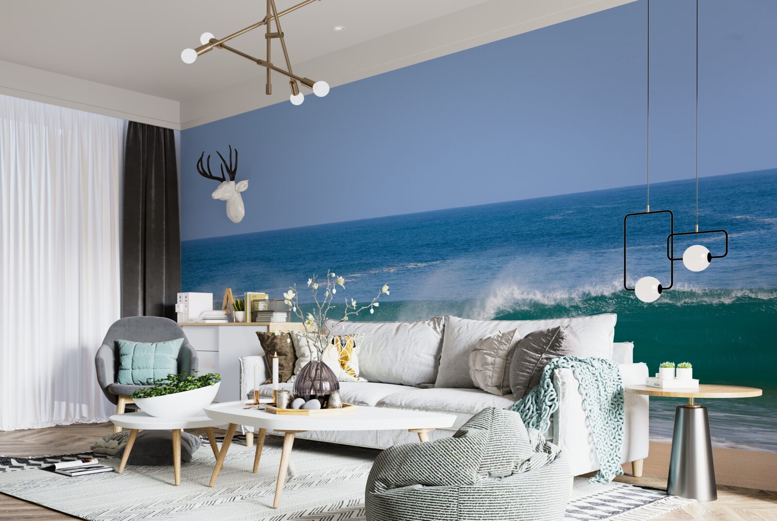 Fototapet valuri oceanice mari în largul coastei