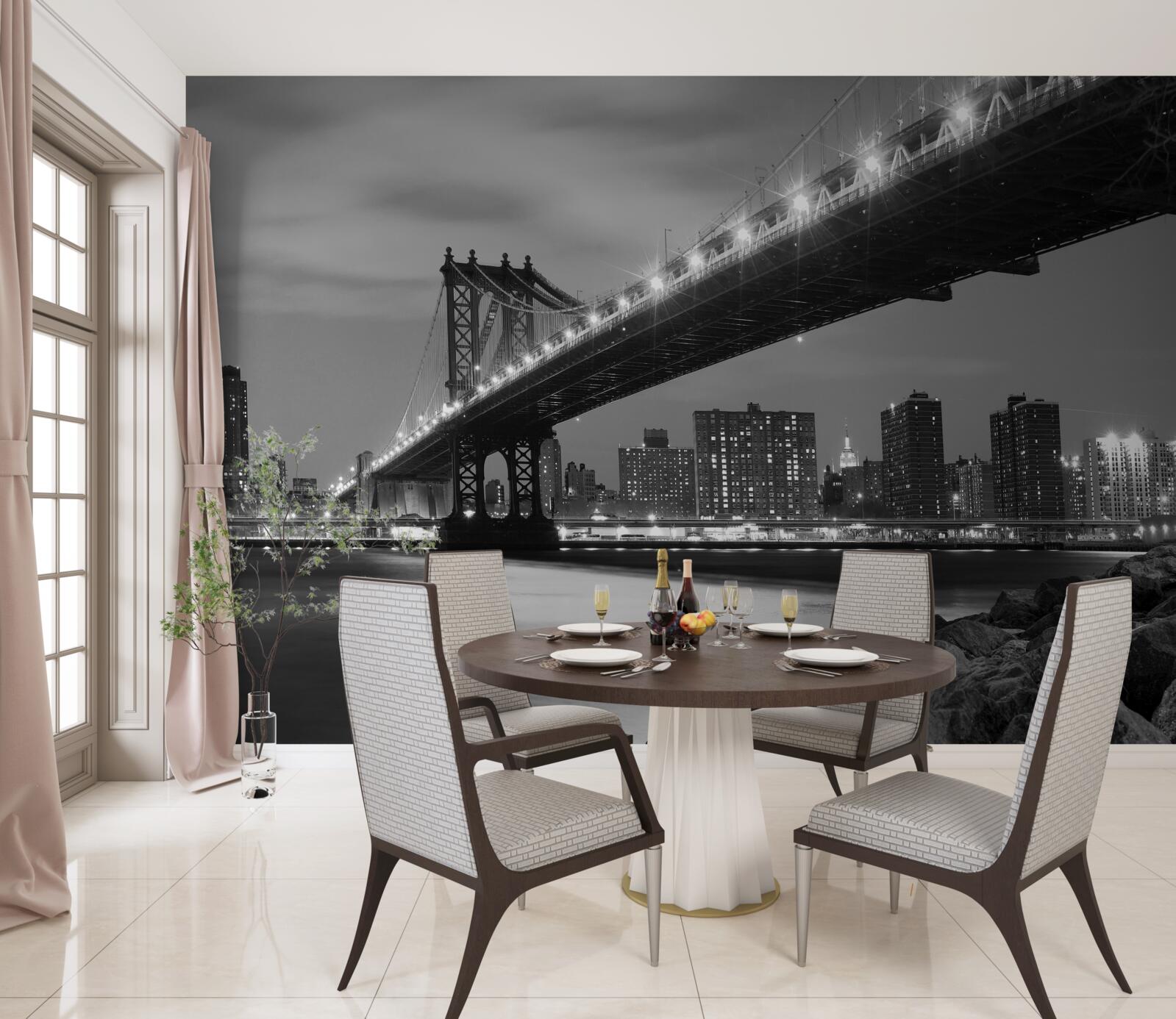 Fototapet iluminarea podului manhattan