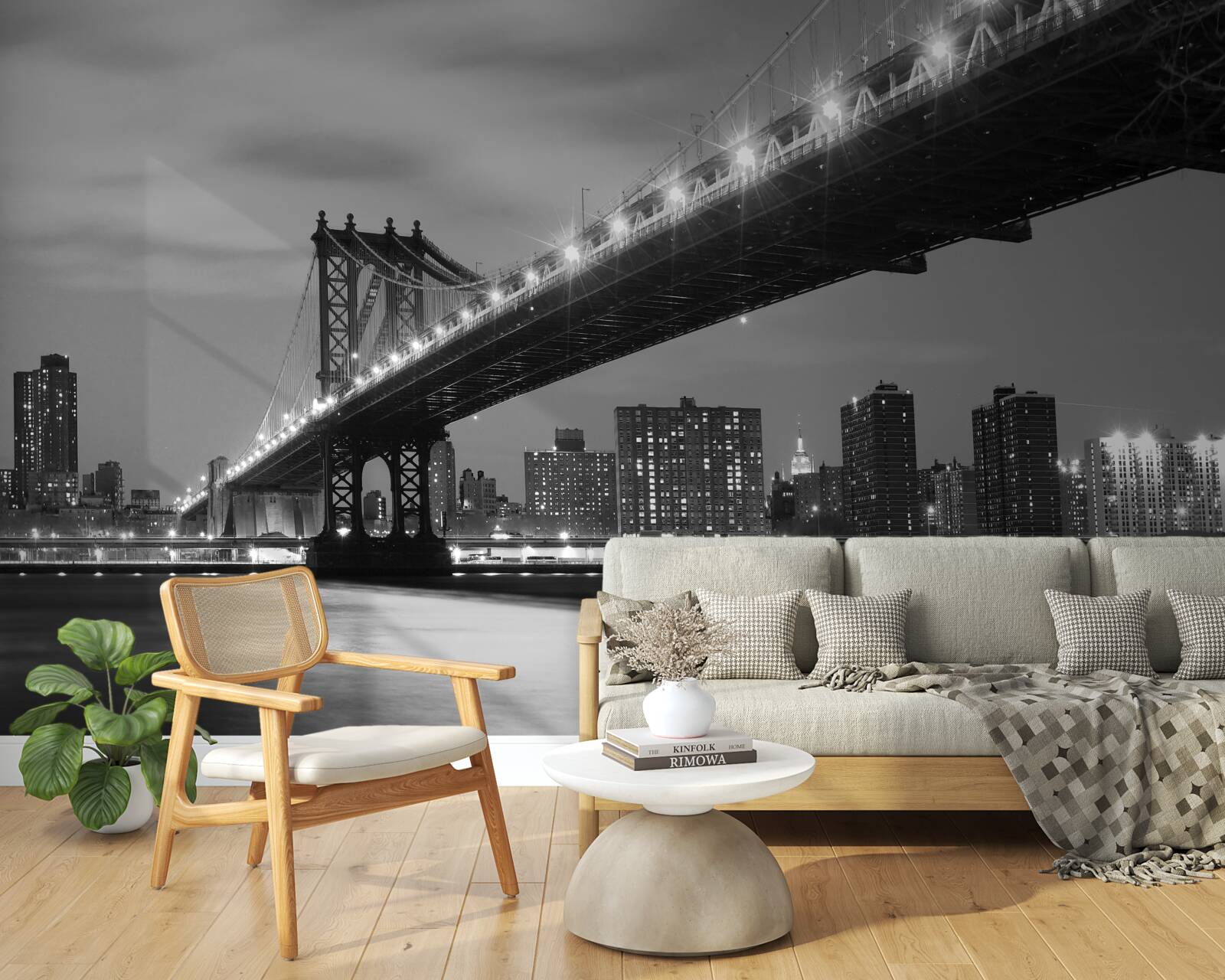 Fototapet iluminarea podului manhattan