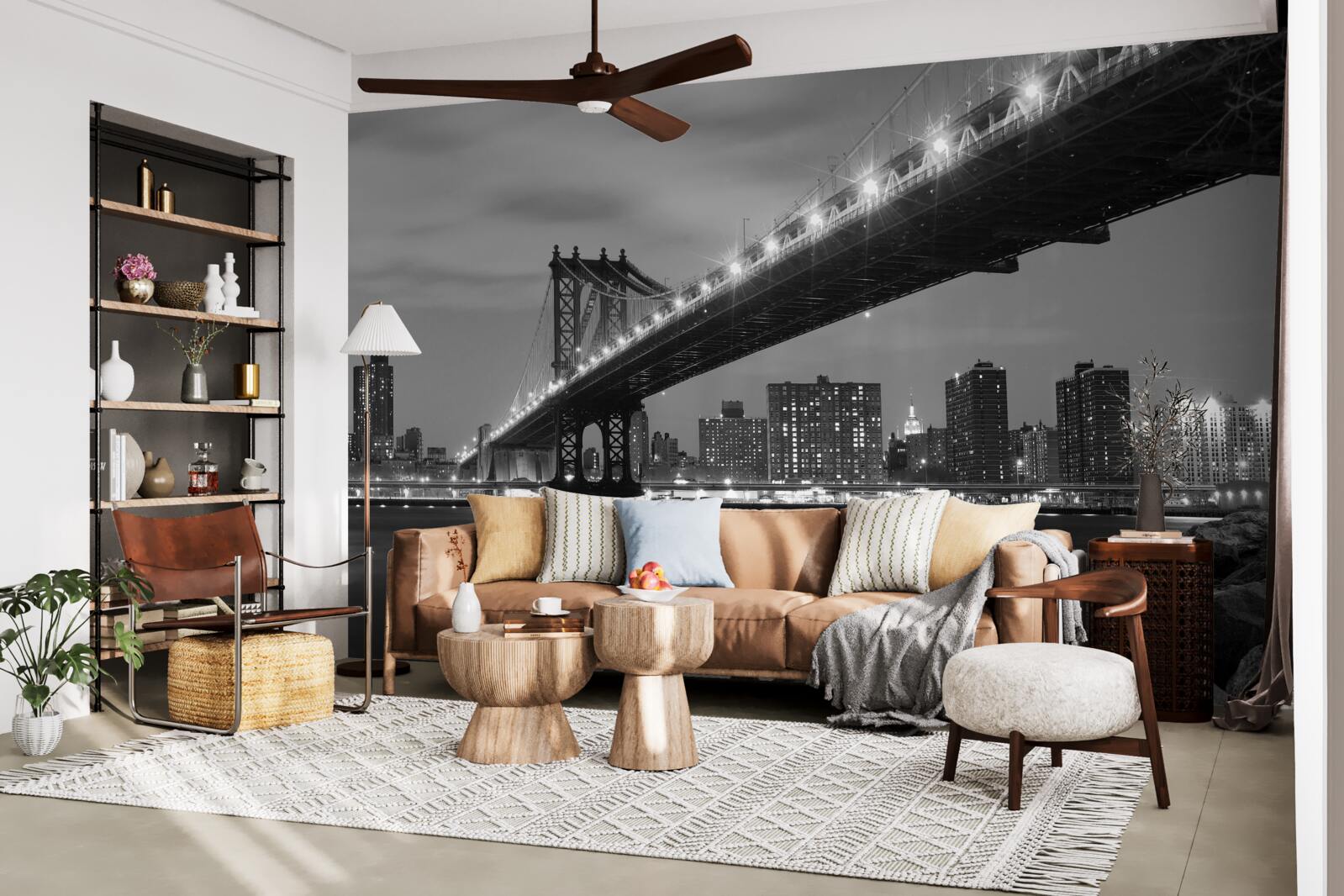 Fototapet iluminarea podului manhattan