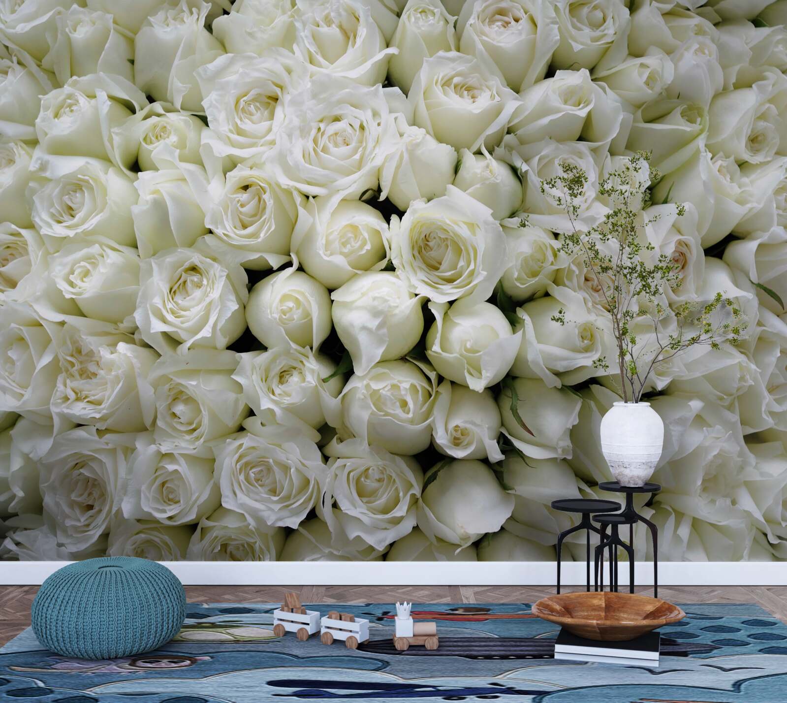 Fototapet un buchet de trandafiri albi ca zăpada