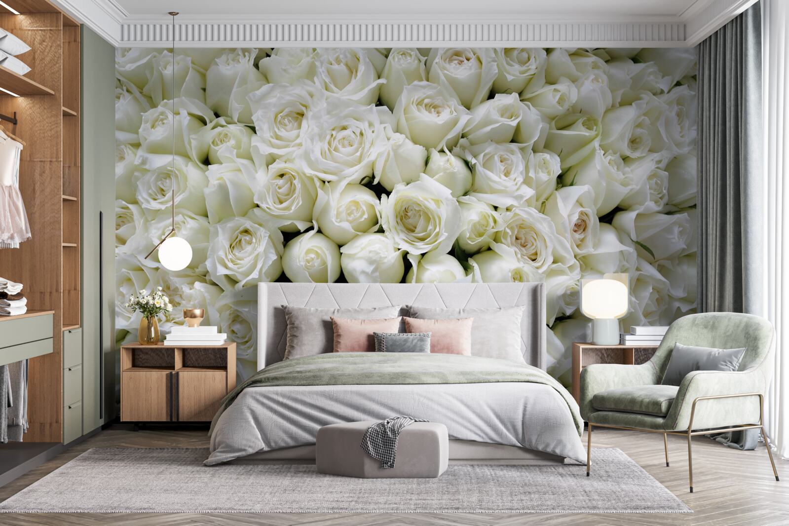 Fototapet un buchet de trandafiri albi ca zăpada