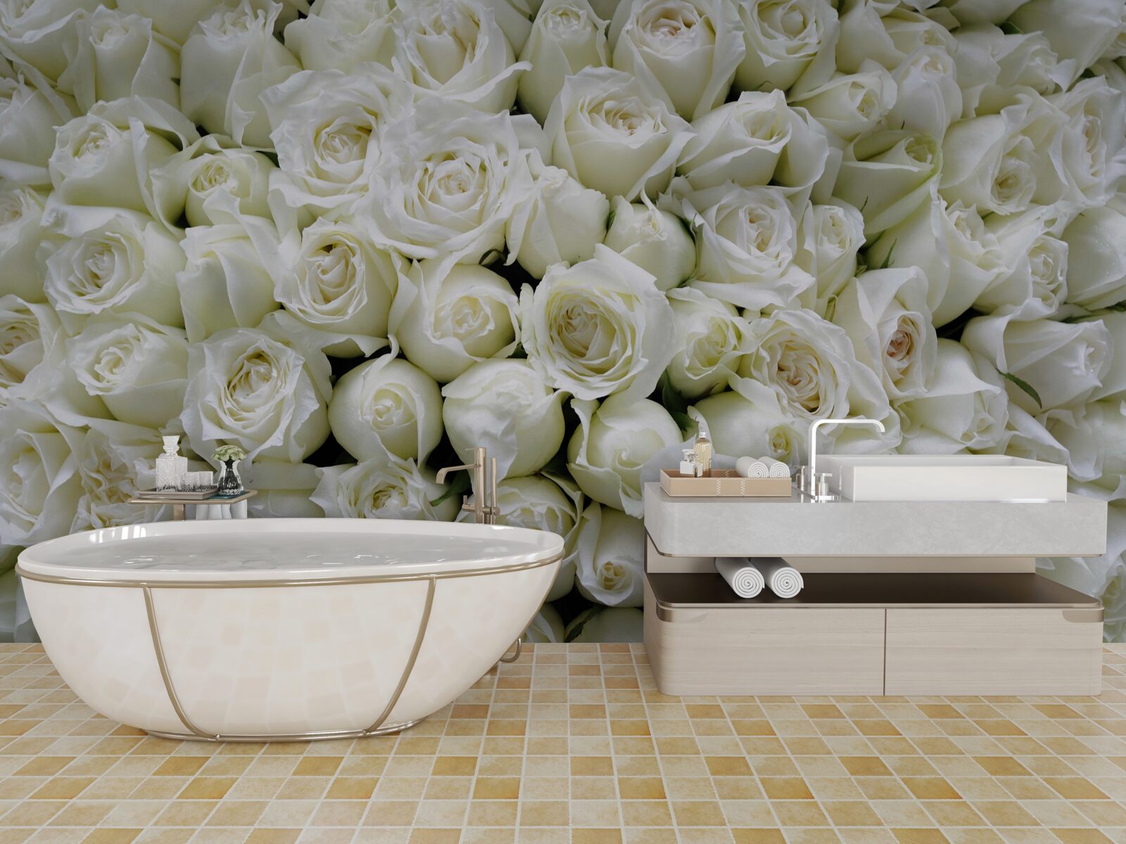 Fototapet un buchet de trandafiri albi ca zăpada