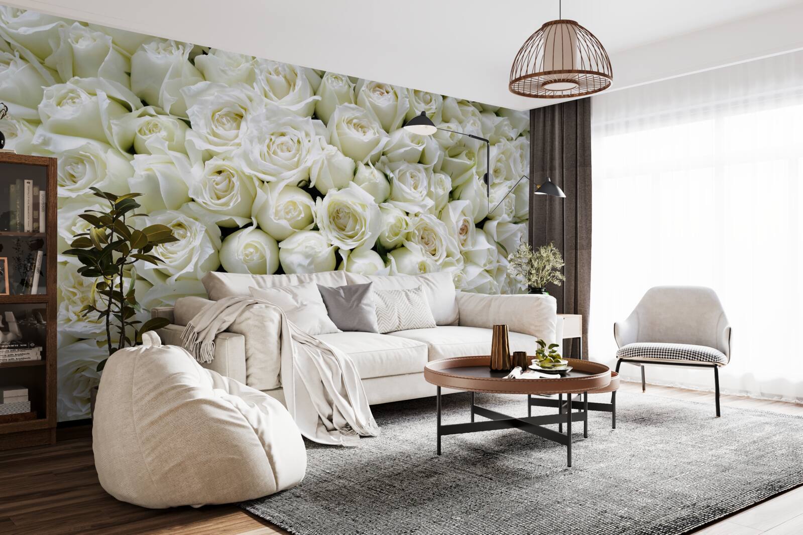 Fototapet un buchet de trandafiri albi ca zăpada