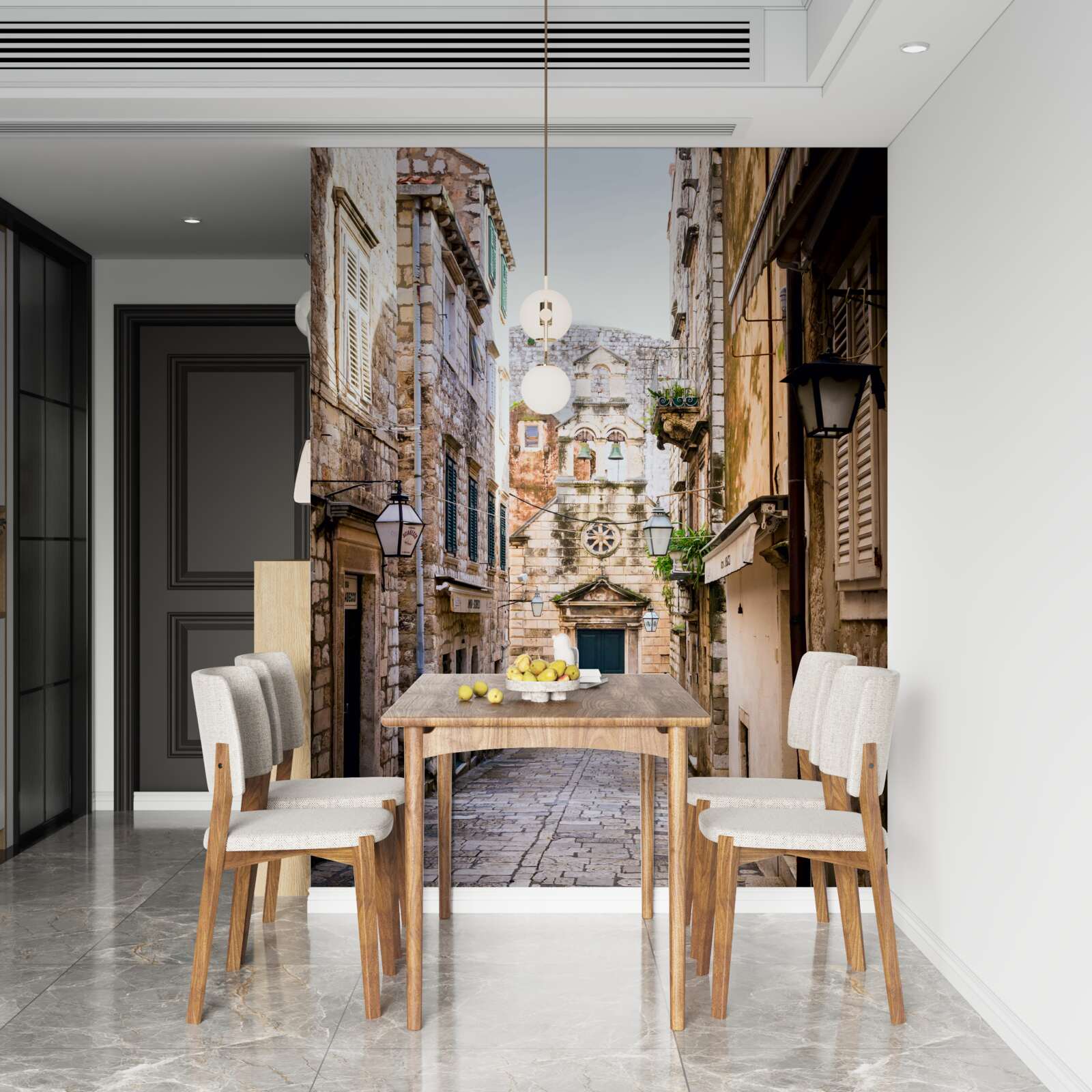 Fototapet stradă veche pavată cu piatră